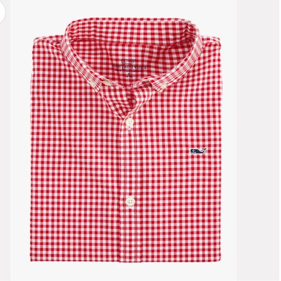 Vineyard vines nautical red checkered button down shirt size medium 10-12 - Picture 1 of 3